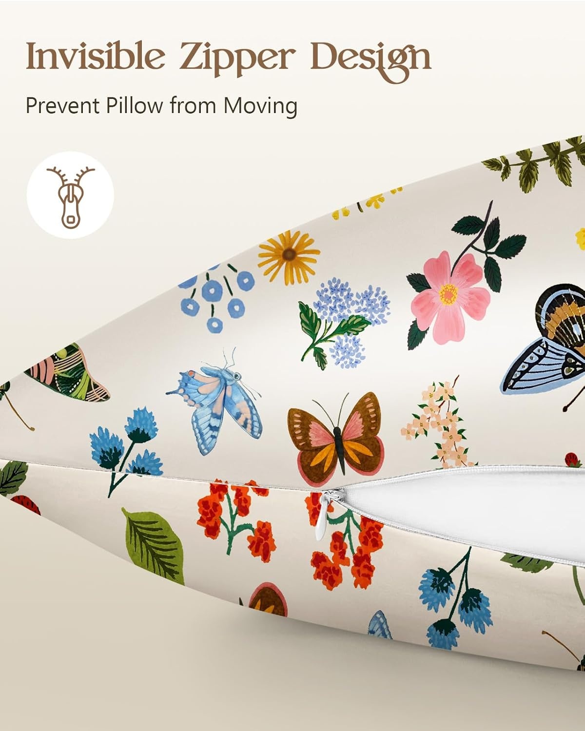 image:imageMiss Adola Silk Pillowcase 2 Pack Cute Pillow Cases 20 x 26 Standard Size Set of 2 for Hair and Skin Smooth Soft Breathable with Hidden Zipper Cooling Pillow Covers for Sleeping Mushroom BushesButterfly Leaf