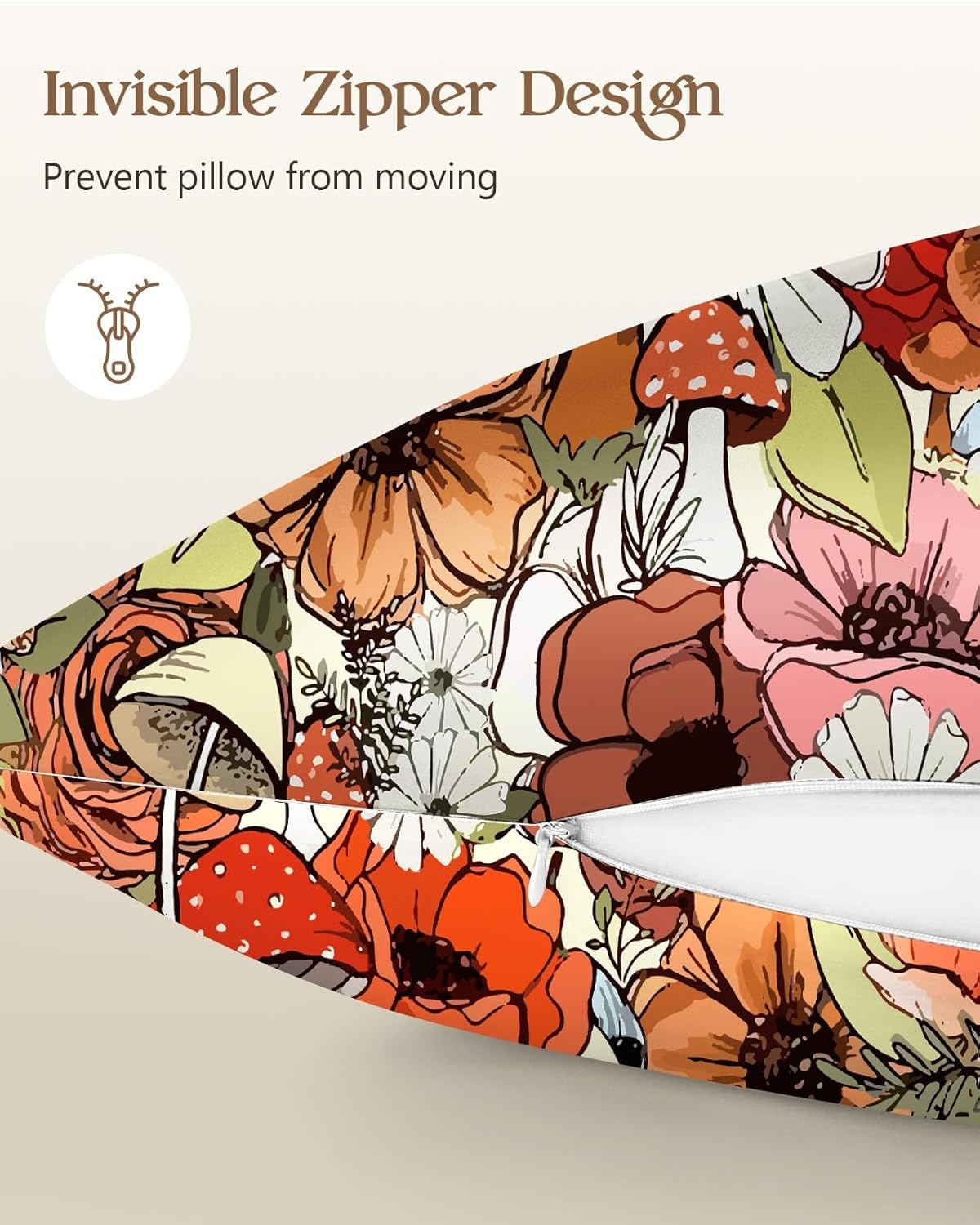 image:imageMiss Adola Silk Pillowcase 2 Pack Cute Pillow Cases 20 x 26 Standard Size Set of 2 for Hair and Skin Smooth Soft Breathable with Hidden Zipper Cooling Pillow Covers for Sleeping Mushroom BushesMushroom Bushes