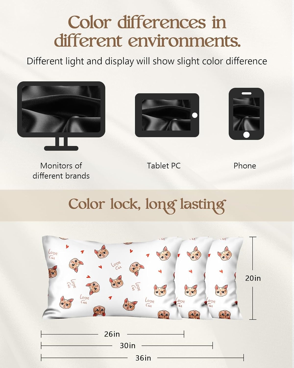 image:imageMiss Adola Silk Pillowcase 2 Pack Cute Pillow Cases 20 x 26 Standard Size Set of 2 for Hair and Skin Smooth Soft Breathable with Hidden Zipper Cooling Pillow Covers for Sleeping Mushroom BushesLove Cat