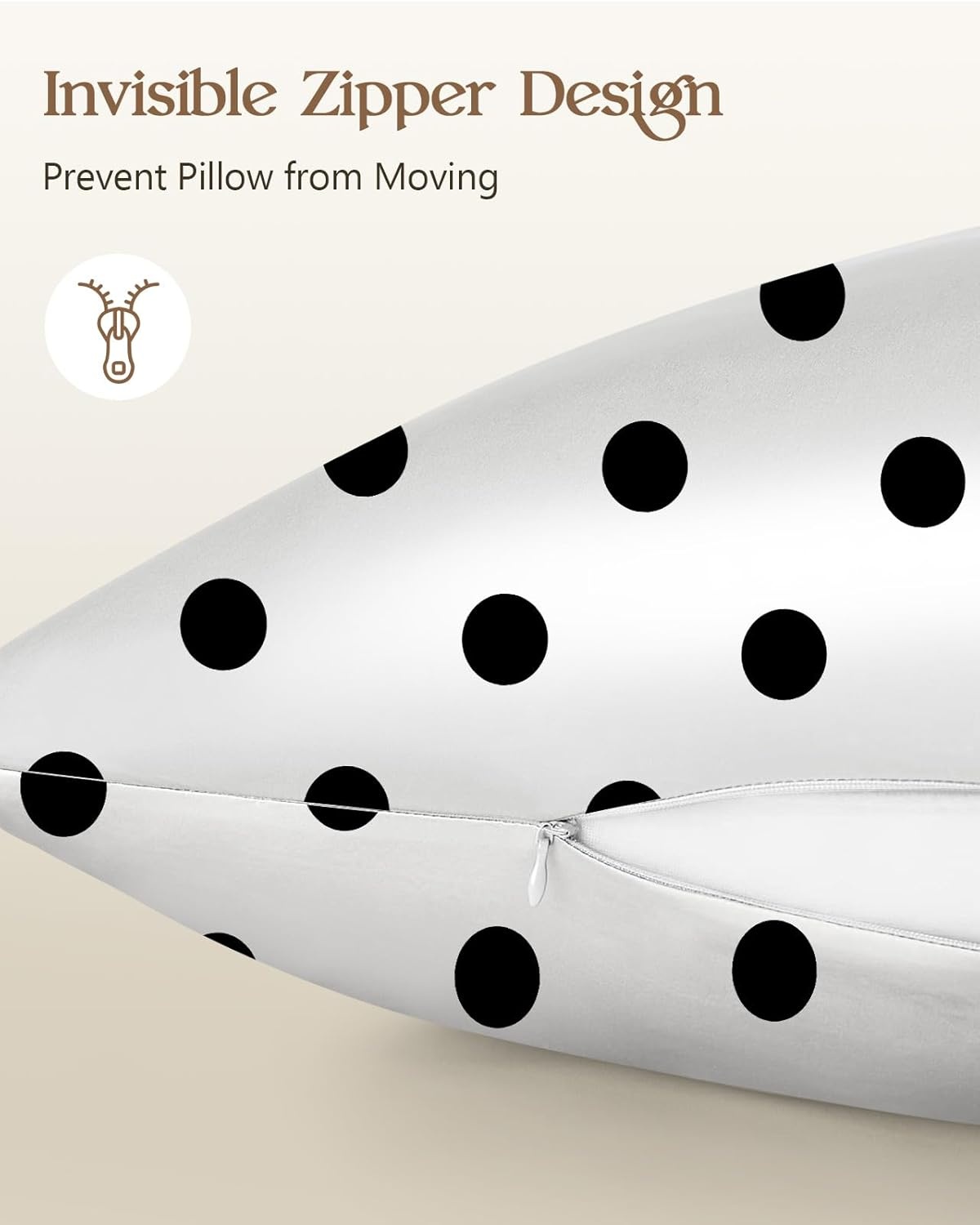 image:imageMiss Adola Silk Pillowcase 2 Pack Cute Pillow Cases 20 x 26 Standard Size Set of 2 for Hair and Skin Smooth Soft Breathable with Hidden Zipper Cooling Pillow Covers for Sleeping Mushroom BushesWhite Black Dot