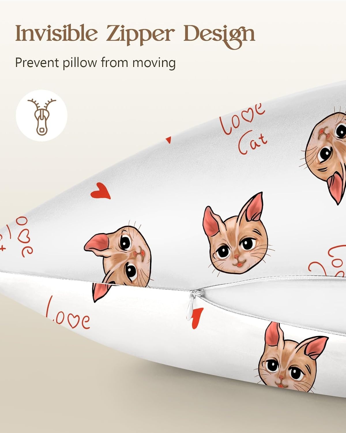 image:imageMiss Adola Silk Pillowcase 2 Pack Cute Pillow Cases 20 x 26 Standard Size Set of 2 for Hair and Skin Smooth Soft Breathable with Hidden Zipper Cooling Pillow Covers for Sleeping Mushroom BushesLove Cat