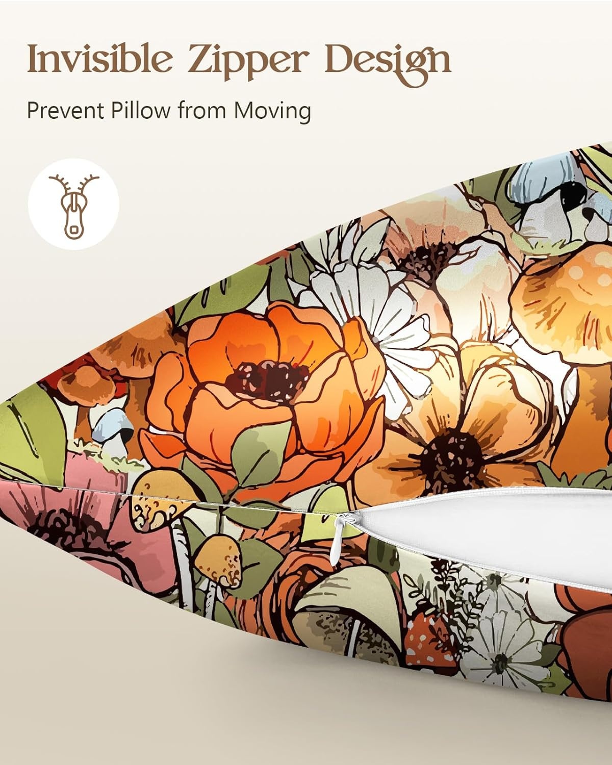 image:imageMiss Adola Silk Pillowcase 2 Pack Cute Pillow Cases 20 x 26 Standard Size Set of 2 for Hair and Skin Smooth Soft Breathable with Hidden Zipper Cooling Pillow Covers for Sleeping Mushroom BushesMushroom Bushes