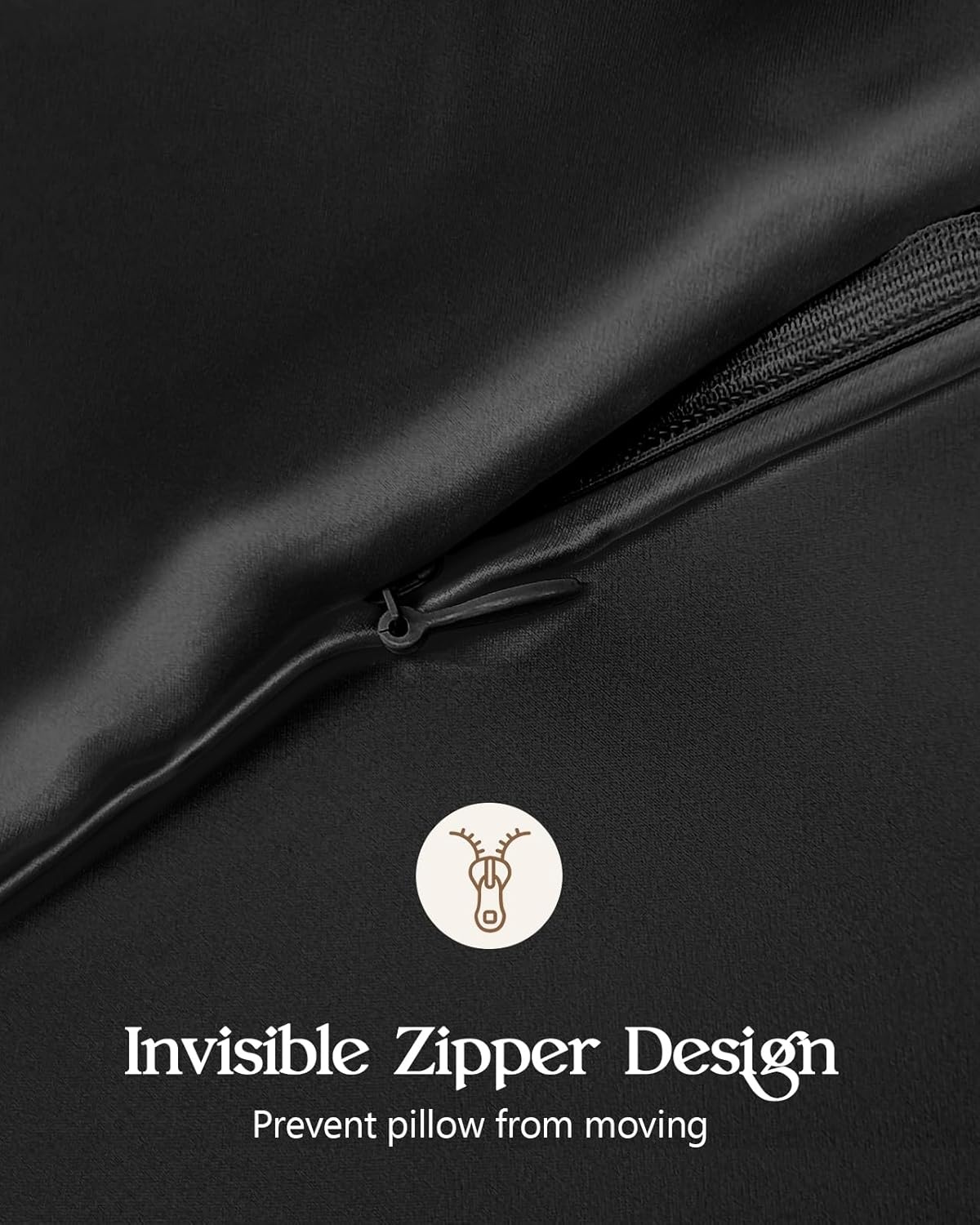 image:imageMiss Adola Silk Pillowcase 2 Pack Pillow Cases Standard Set of 2 Size 20 x 26 for Hair and Skin Smooth Soft Breathable with Hidden Zipper Cooling Pillow Covers for Sleeping Women BlackBlack