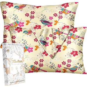 image:imageMiss Adola 2 Pack Silk Pillowcases  Standard Size 20 x 26 Inch Silky Pillow Cases for Hair and Skin Soft Smooth Cooling Aesthetic Bed Sleeping Pillow Covers with Zipper for Women Green ArtColor Bird