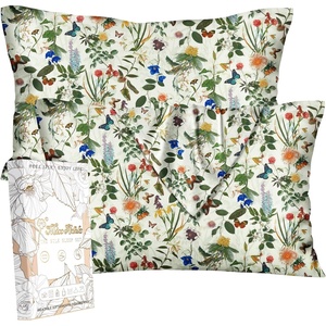 image:imageMiss Adola Silk Pillowcase 2 Pack  Cute Pillow Cases 20 x 26 Standard Size Set of 2 for Hair and Skin Smooth Soft Breathable with Hidden Zipper Cooling Pillow Covers for Sleeping Mushroom BushesButterfly Plant