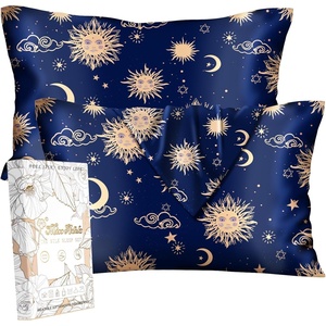 image:imageMiss Adola Silk Pillowcase 2 Pack  Cute Pillow Cases 20 x 26 Standard Size Set of 2 for Hair and Skin Smooth Soft Breathable with Hidden Zipper Cooling Pillow Covers for Sleeping Mushroom BushesSun Moon Sign