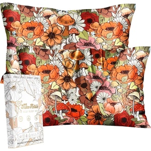 image:imageMiss Adola Silk Pillowcase 2 Pack  Cute Pillow Cases 20 x 26 Standard Size Set of 2 for Hair and Skin Smooth Soft Breathable with Hidden Zipper Cooling Pillow Covers for Sleeping Mushroom BushesMushroom Bushes