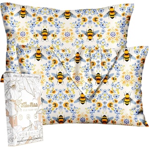 image:imageMiss Adola Silk Pillowcase 2 Pack  Cute Pillow Cases 20 x 26 Standard Size Set of 2 for Hair and Skin Smooth Soft Breathable with Hidden Zipper Cooling Pillow Covers for Sleeping Mushroom BushesFlower Bee