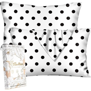 image:imageMiss Adola Silk Pillowcase 2 Pack  Cute Pillow Cases 20 x 26 Standard Size Set of 2 for Hair and Skin Smooth Soft Breathable with Hidden Zipper Cooling Pillow Covers for Sleeping Mushroom BushesWhite Black Dot