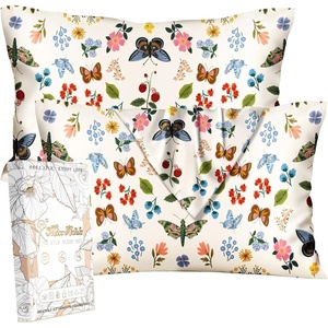 image:imageMiss Adola Silk Pillowcase 2 Pack  Cute Pillow Cases 20 x 26 Standard Size Set of 2 for Hair and Skin Smooth Soft Breathable with Hidden Zipper Cooling Pillow Covers for Sleeping Mushroom BushesButterfly Leaf