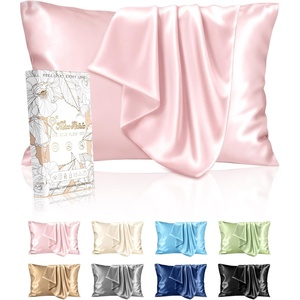 image:imageMiss Adola Silk Pillowcase 2 Pack  Pillow Cases Standard Set of 2 Size 20 x 26 for Hair and Skin Smooth Soft Breathable with Hidden Zipper Cooling Pillow Covers for Sleeping Women BeigeCoral Pk