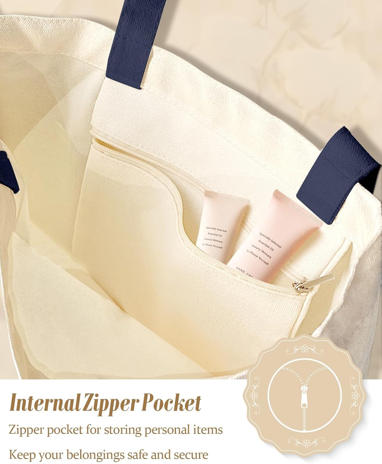 image:imageMiss Adola Aesthetic Canvas Tote Bag with Inner Pocket for Women Cloth Cotton Totes Bag with Pattern for Shopping Gym Leggings Cow