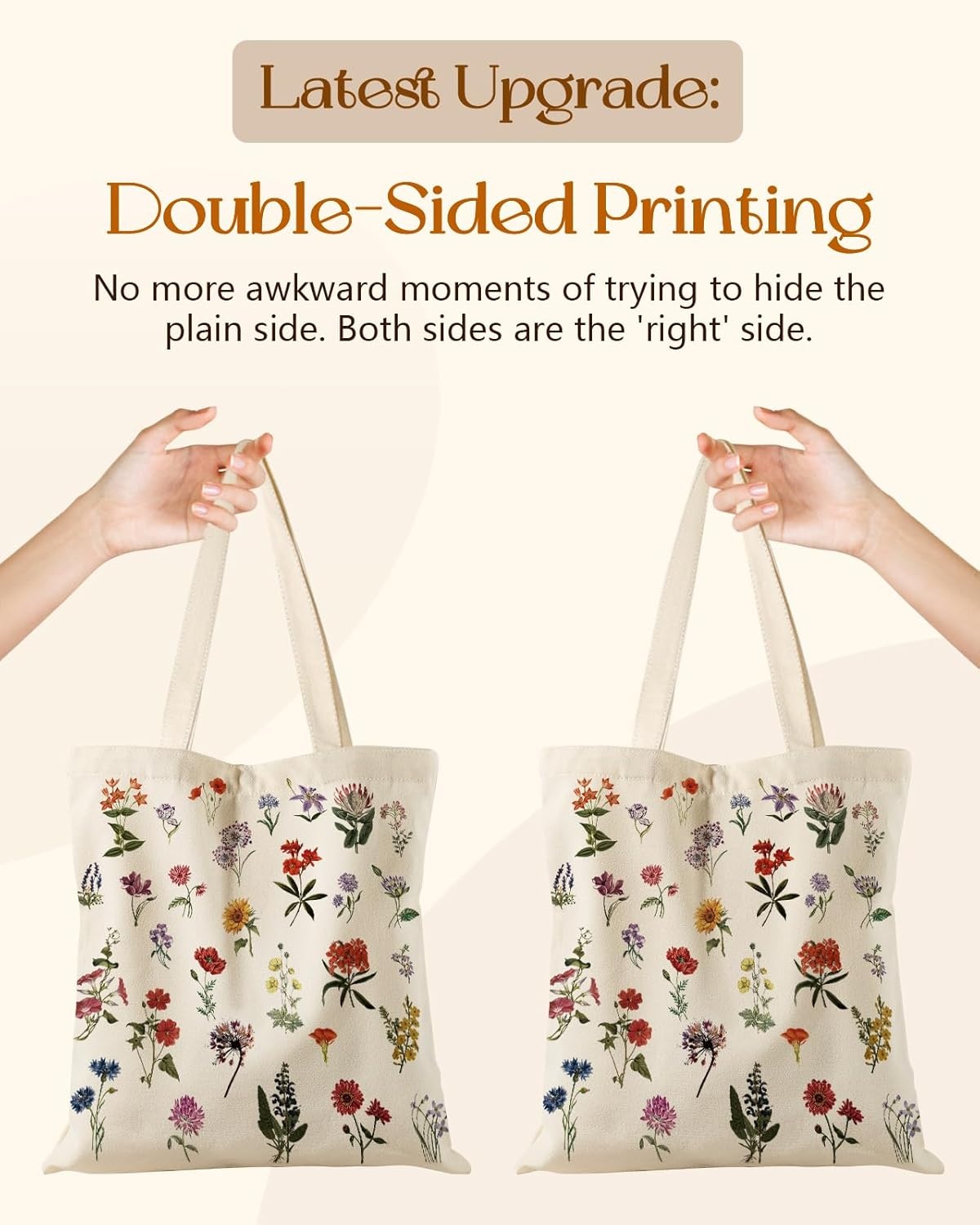 image:imageMiss Adola Aesthetic Tote Bag with Magnetic Buckle and Zipper Inner Pocket for Women Lady Cloth Cotton Tote Bag for Gym Work Travel Shopping Little Flower