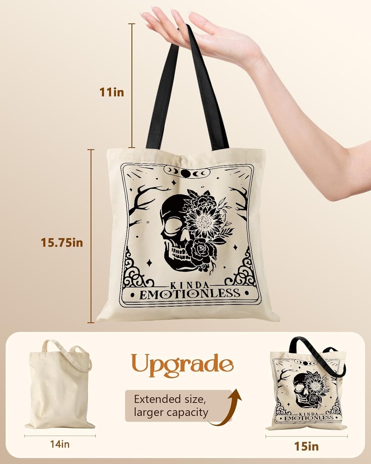 image:imageMiss Adola Canvas Tote Bag for Women Aesthetic Canvas Bag with Zipper Cute Stylish Reusable Shoulder Totes for Shopping Work Daily Vacation Bianfu FlowerSkull Flower
