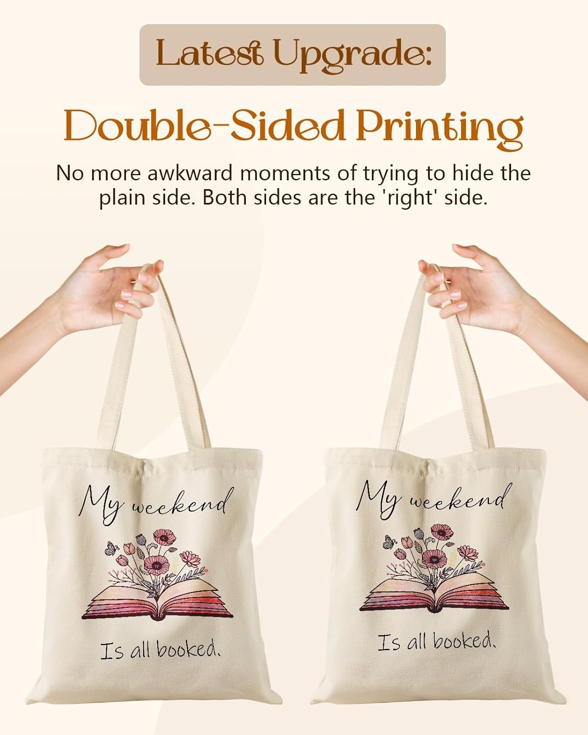 image:imageMiss Adola Canvas Tote Bag for Women Aesthetic Canvas Bag with Zipper Cute Stylish Reusable Shoulder Totes for Shopping Work Daily Vacation Bianfu FlowerWeekend Book