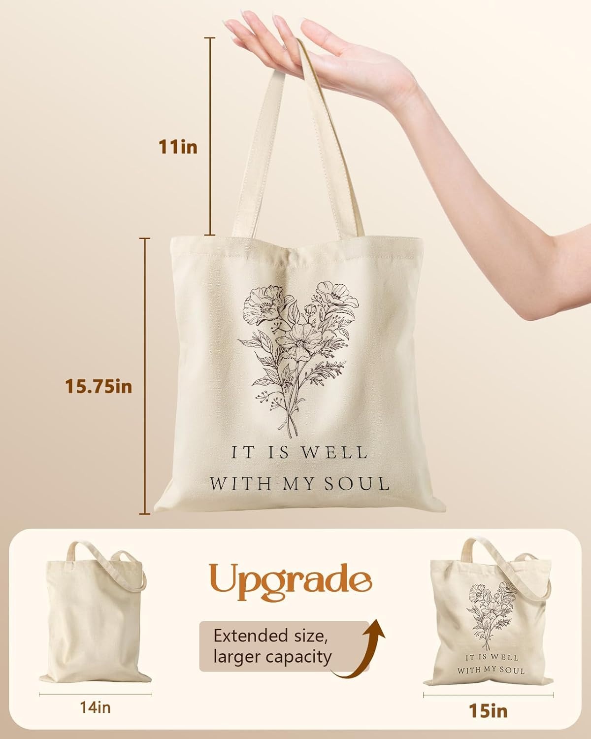 image:imageMiss Adola Canvas Tote Bag with Zipper Cute Canvas Bags for Women Aesthetic Design Reusable Totes for Shopping Work TravelBible Flower