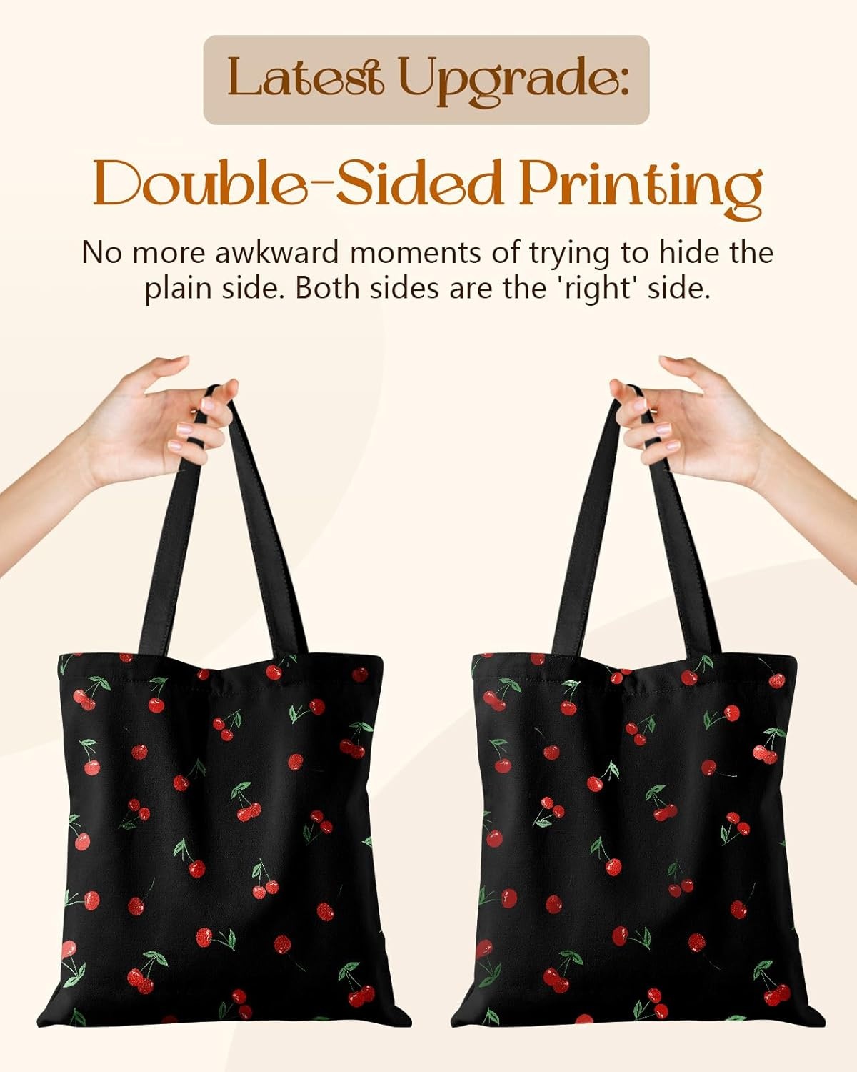 image:imageMiss Adola Canvas Tote Bag with Zipper Cute Canvas Bags for Women Aesthetic Design Reusable Totes for Shopping Work TravelBlack Cherry