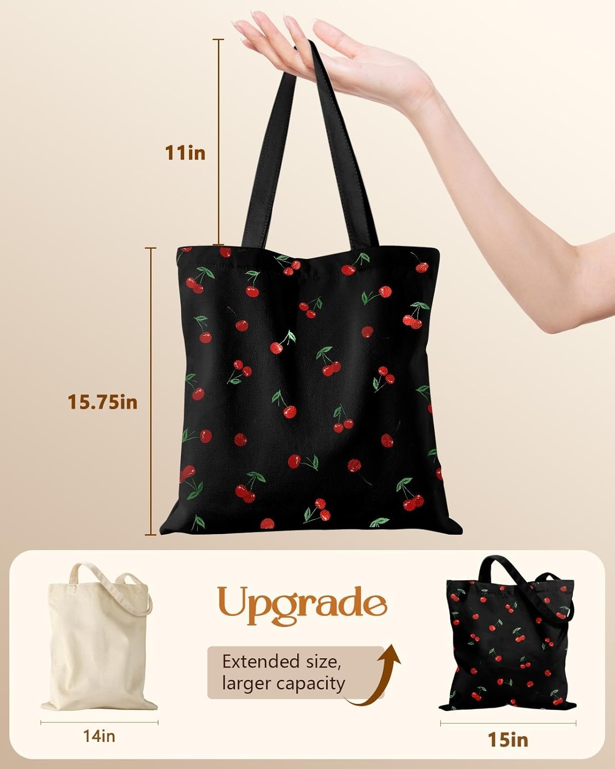 image:imageMiss Adola Canvas Tote Bag with Zipper Cute Canvas Bags for Women Aesthetic Design Reusable Totes for Shopping Work TravelBlack Cherry