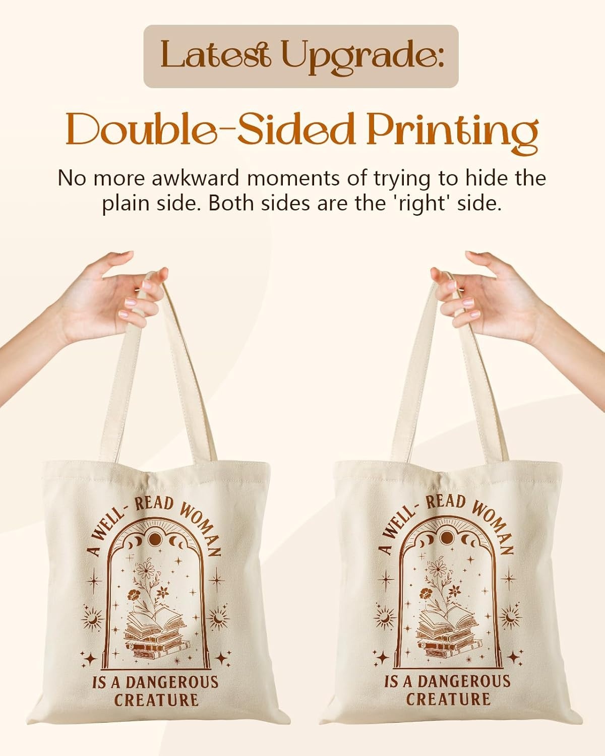 image:imageMiss Adola Canvas Tote Bag with Zipper Cute Canvas Bags for Women Aesthetic Design Reusable Totes for Shopping Work TravelBook Moon