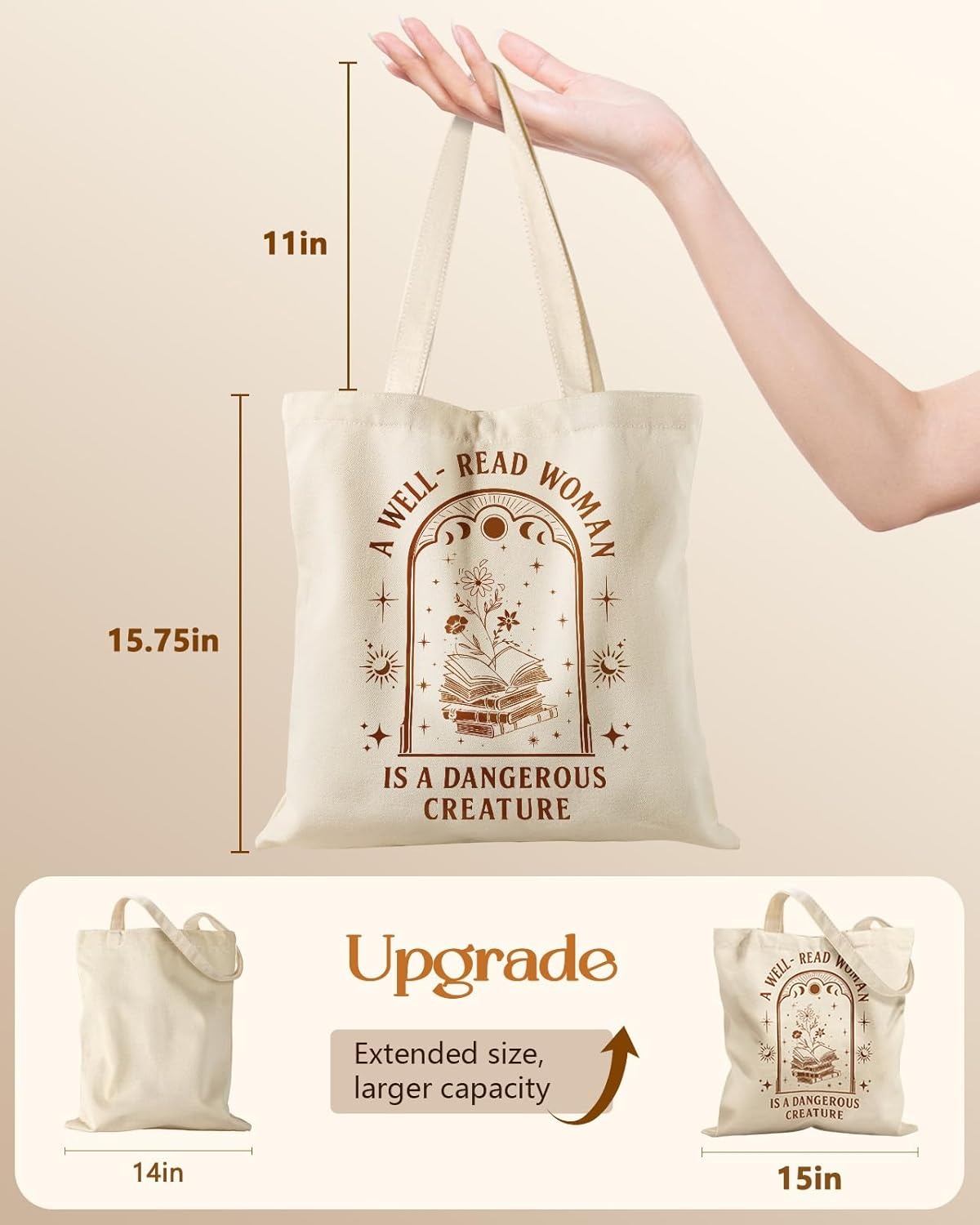 image:imageMiss Adola Canvas Tote Bag with Zipper Cute Canvas Bags for Women Aesthetic Design Reusable Totes for Shopping Work TravelBook Moon