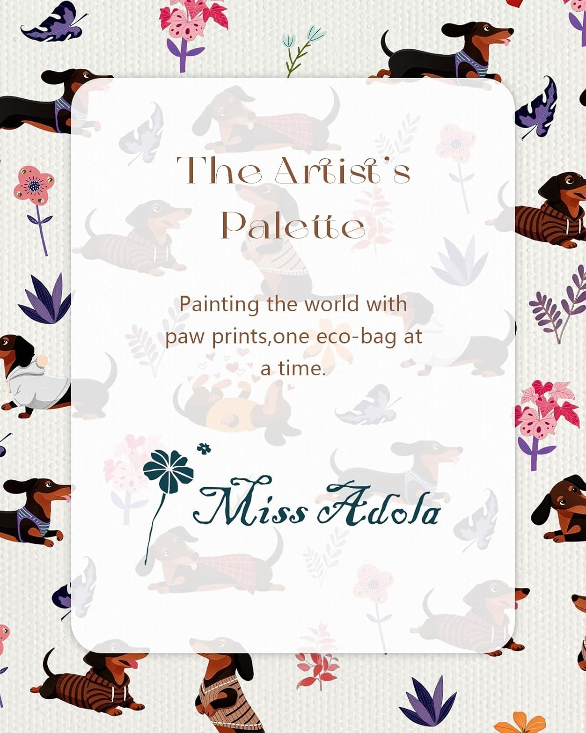 image:imageMiss Adola Canvas Tote Bag with Zipper Cute Canvas Bags for Women Aesthetic Design Reusable Totes for Shopping Work TravelColorful Dachshund