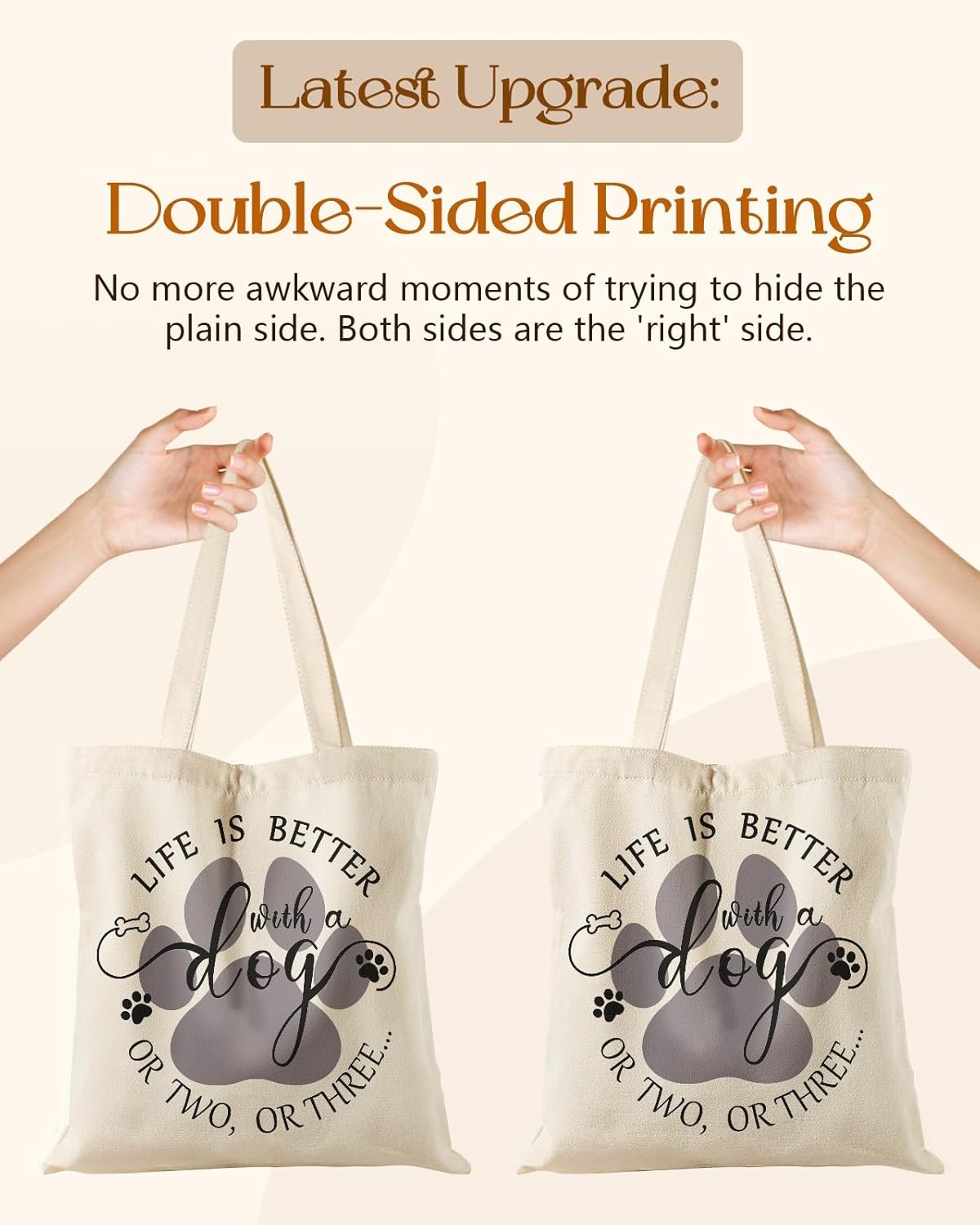 image:imageMiss Adola Canvas Tote Bag with Zipper Cute Canvas Bags for Women Aesthetic Design Reusable Totes for Shopping Work TravelDog Paw