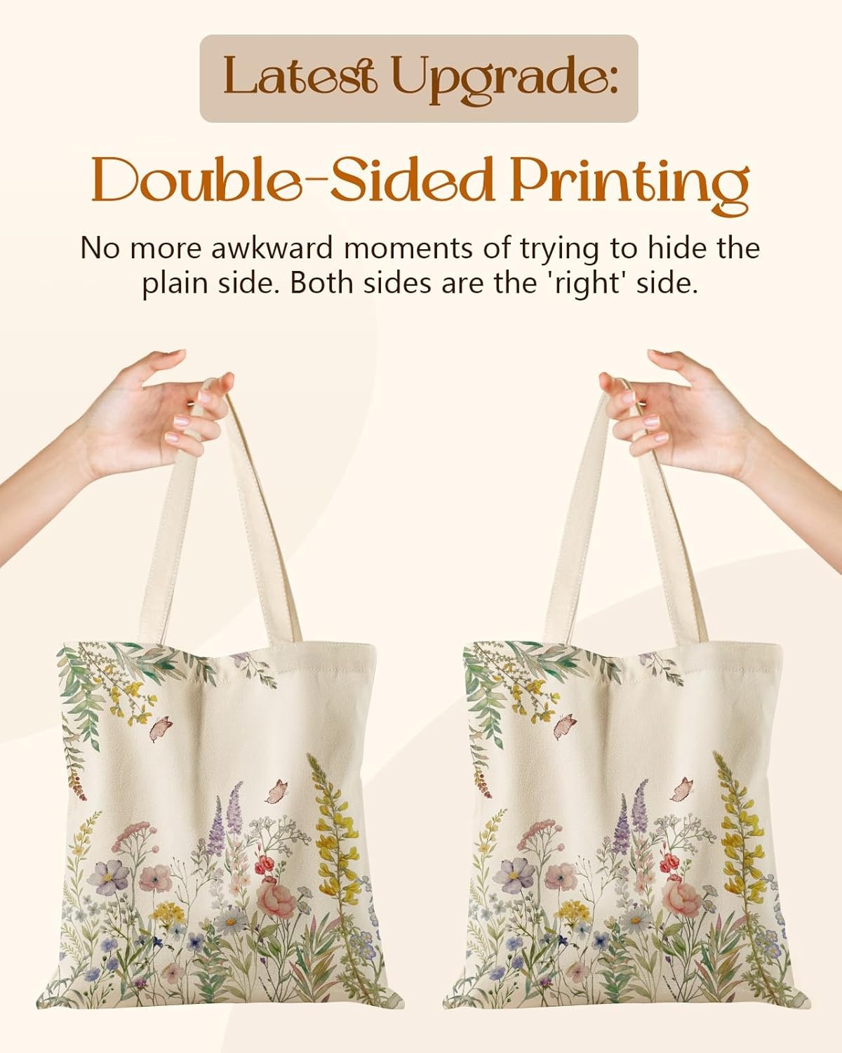 image:imageMiss Adola Canvas Tote Bag with Zipper Cute Canvas Bags for Women Aesthetic Design Reusable Totes for Shopping Work TravelFresh Flowers