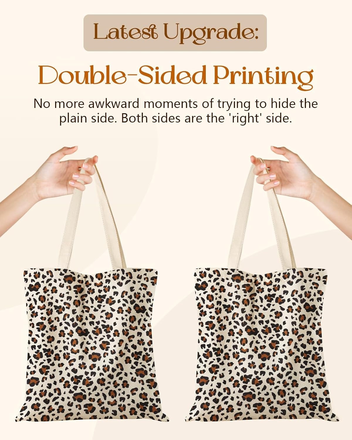 image:imageMiss Adola Canvas Tote Bag with Zipper Cute Canvas Bags for Women Aesthetic Design Reusable Totes for Shopping Work TravelLeopard Print