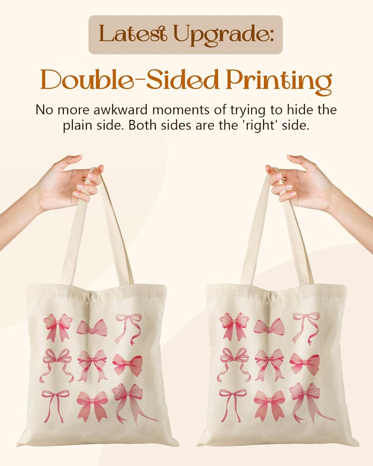image:imageMiss Adola Canvas Tote Bag with Zipper Cute Canvas Bags for Women Aesthetic Design Reusable Totes for Shopping Work TravelPk Bow Knot