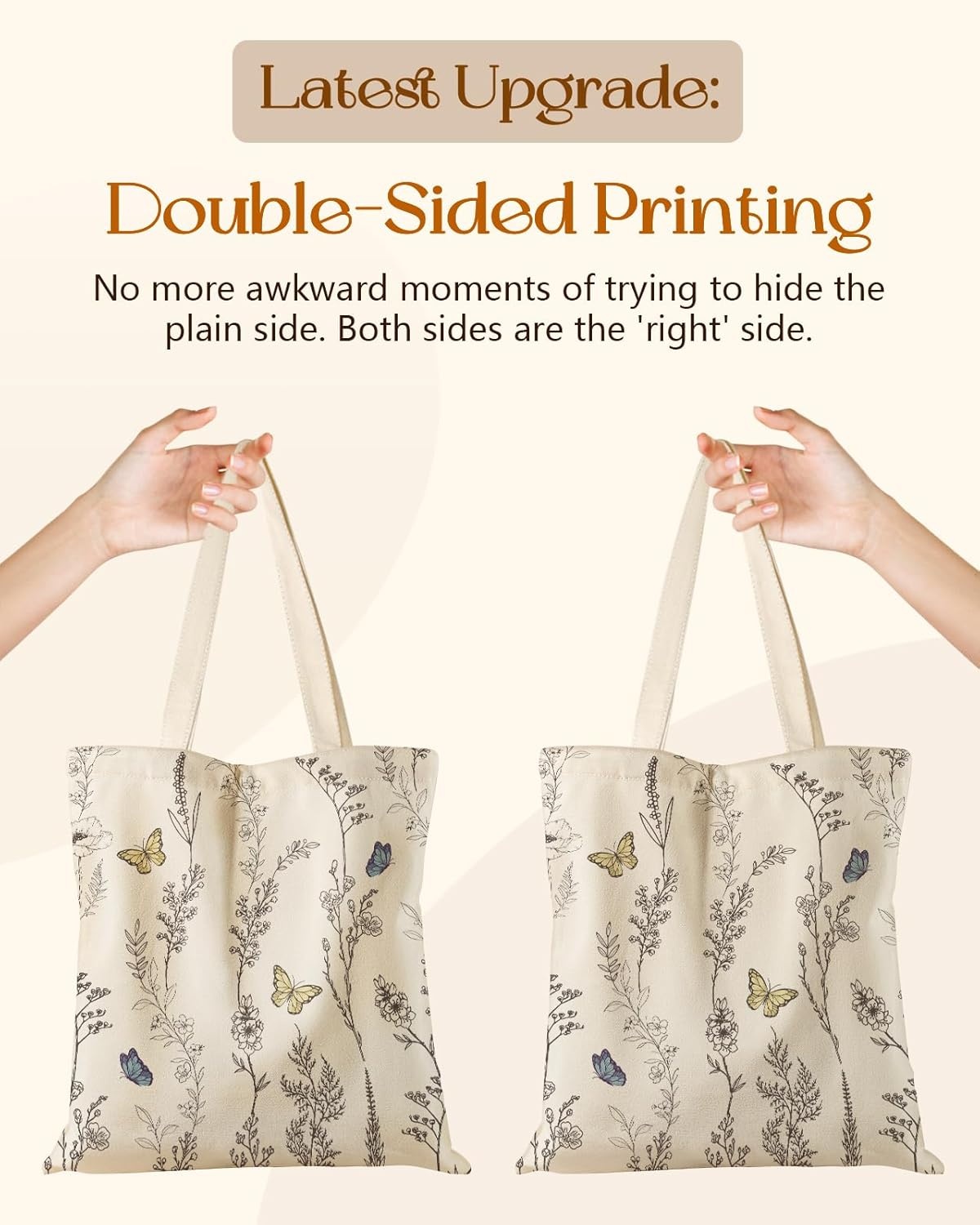 image:imageMiss Adola Cute Canvas Tote Bag for Women with Magnetic Buckle and Zipper Inner Pocket for Girls Aesthetic Cotton Tote BagsWhite Flower