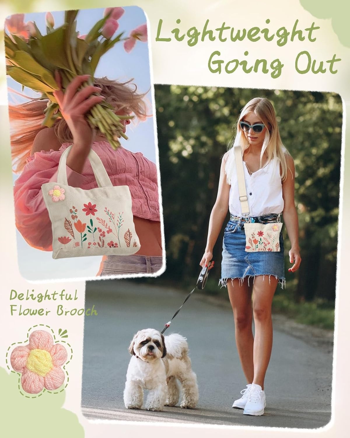 image:imageMiss Adola Cute Mini Canvas Tote Bag for Kids Aesthetic Bags Size 8 6 Magnetic Buckle for Kids Girls Cloth CottonWild Flower
