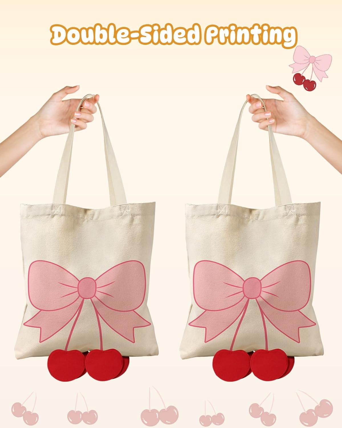 image:imageMiss Adola Funny Feet Cute Canvas Tote Bag for Women Magnetic Closure amp Inner Pocket Cartoon Cotton Tote Bags for GirlsBow Cherry