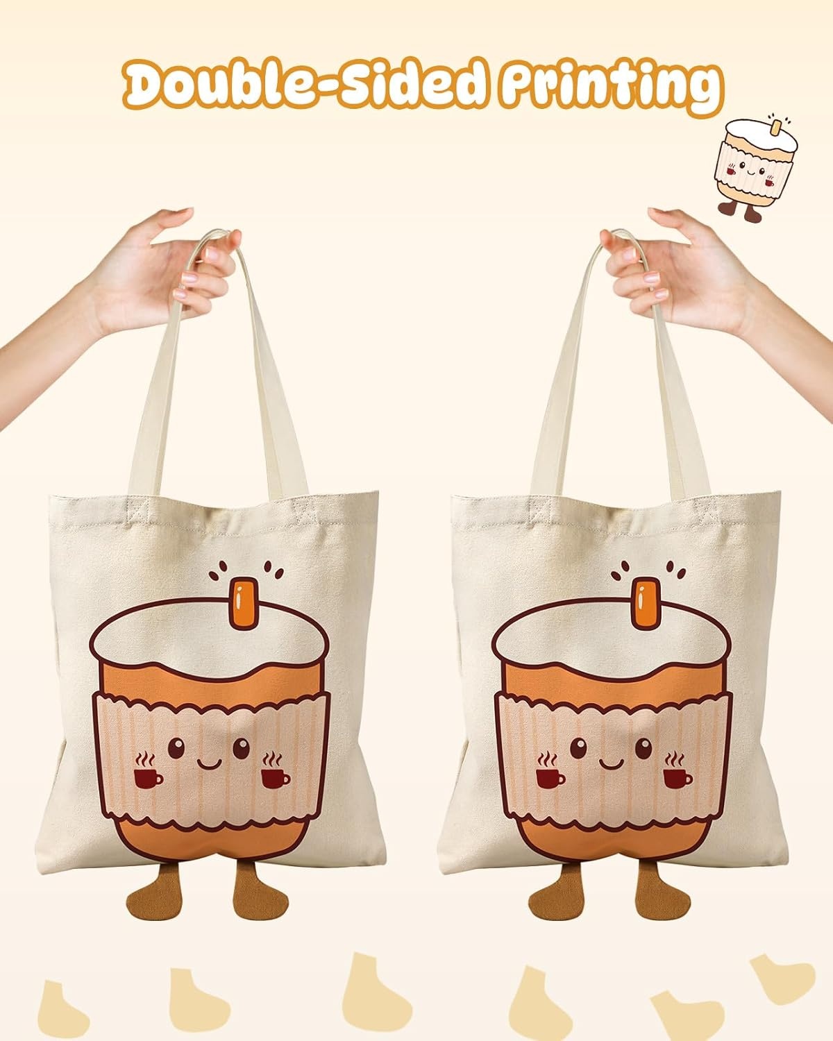 image:imageMiss Adola Funny Feet Cute Canvas Tote Bag for Women Magnetic Closure amp Inner Pocket Cartoon Cotton Tote Bags for GirlsCoffee