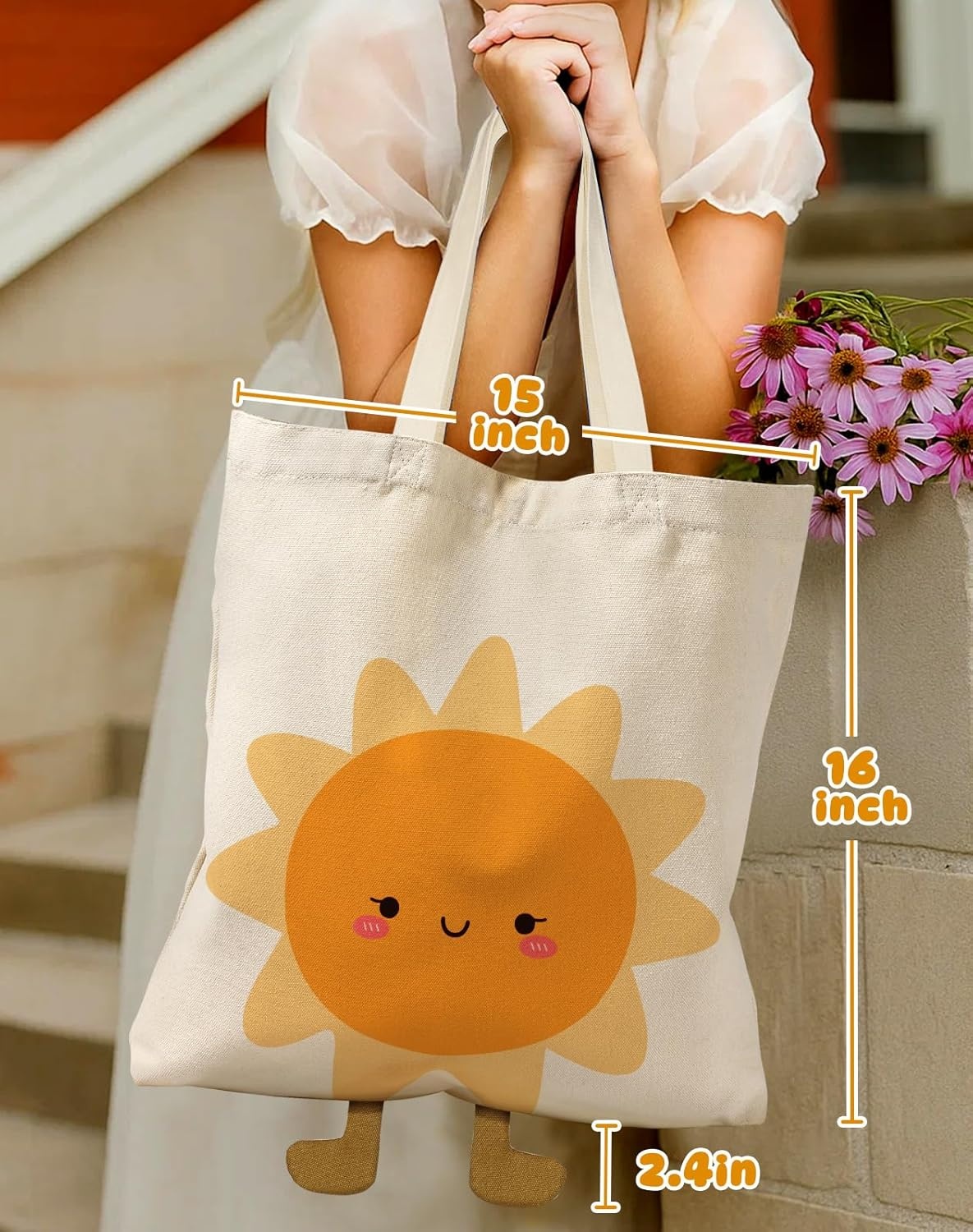 image:imageMiss Adola Funny Feet Cute Canvas Tote Bag for Women Magnetic Closure amp Inner Pocket Cartoon Cotton Tote Bags for GirlsSun