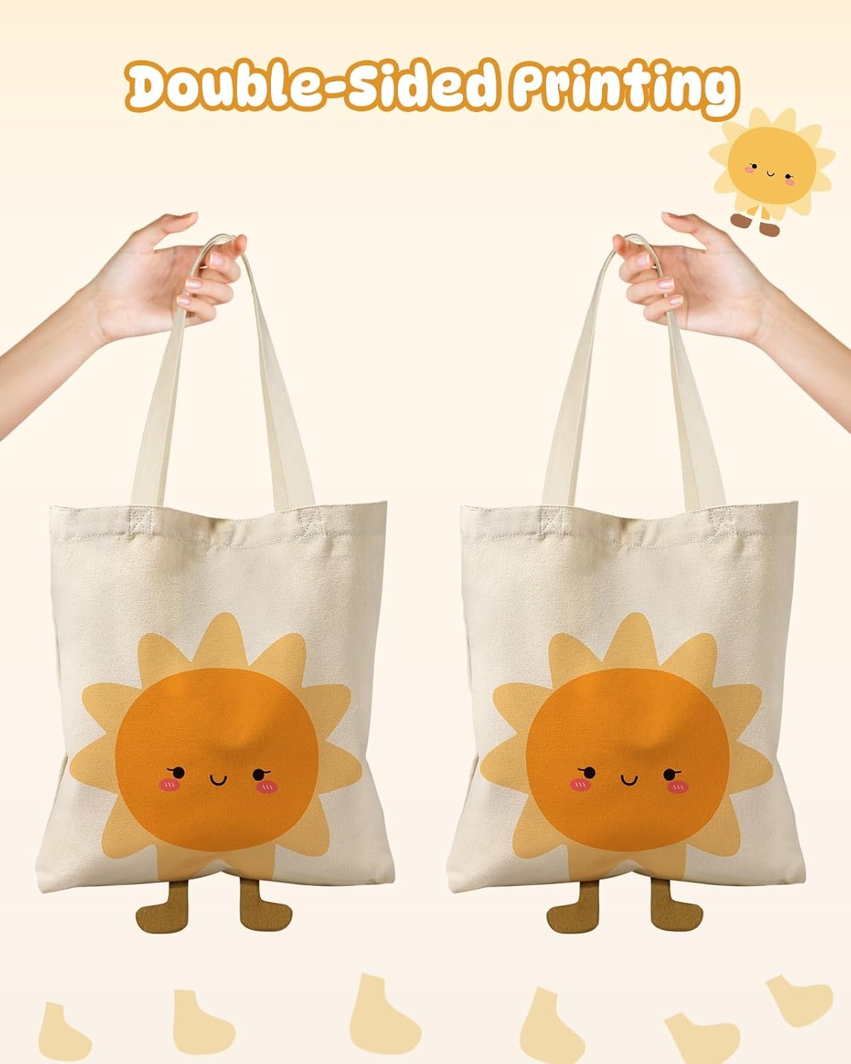 image:imageMiss Adola Funny Feet Cute Canvas Tote Bag for Women Magnetic Closure amp Inner Pocket Cartoon Cotton Tote Bags for GirlsSun
