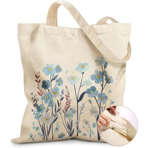 image:imageMiss Adola Canvas Tote Bag for Women  Aesthetic Canvas Bag with Zipper Cute Stylish Reusable Shoulder Totes for Shopping Work Daily Vacation Bianfu FlowerBlue Flowers