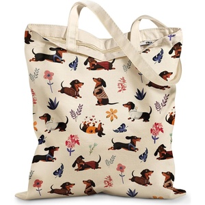 image:imageMiss Adola Canvas Tote Bag with Zipper  Cute Canvas Bags for Women Aesthetic Design Reusable Totes for Shopping Work TravelColorful Dachshund