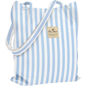 image:imageMiss Adola Corduroy Tote Bag for Women  Reusable Totes with Magnetic Buckle amp Pocket Aesthetic Design Work Grocery BagsBlue Stripe