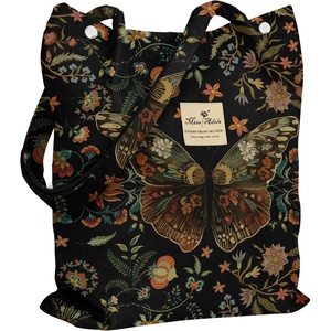 image:imageMiss Adola Corduroy Tote Bag for Women  Reusable Totes with Magnetic Buckle amp Pocket Aesthetic Design Work Grocery BagsFloral Butterfly