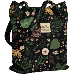 image:imageMiss Adola Corduroy Tote Bag for Women  Reusable Totes with Magnetic Buckle amp Pocket Aesthetic Design Work Grocery BagsGreen Pk Flower