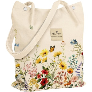 image:imageMiss Adola Corduroy Tote Bag for Women  Reusable Totes with Magnetic Buckle amp Pocket Aesthetic Design Work Grocery BagsNew Vintage Flower