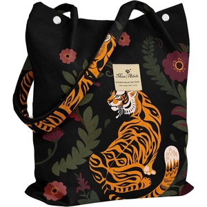 image:imageMiss Adola Corduroy Tote Bag for Women  Reusable Totes with Magnetic Buckle amp Pocket Aesthetic Design Work Grocery BagsTiger Flower