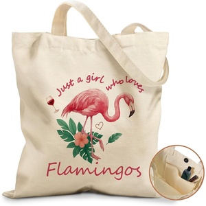 image:imageMiss Adola Cute Canvas Tote Bag for Women Girls  Animal Lover Aesthetic Bags with Magnetic Buckle and Zipper Inner PocketFlamingo