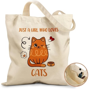 image:imageMiss Adola Cute Canvas Tote Bag for Women Girls  Animal Lover Aesthetic Bags with Magnetic Buckle and Zipper Inner PocketOrange Cat
