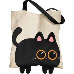 image:imageMiss Adola Funny Feet Cute Canvas Tote Bag for Women  Magnetic Closure amp Inner Pocket Cartoon Cotton Tote Bags for GirlsBlack Cat