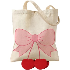 image:imageMiss Adola Funny Feet Cute Canvas Tote Bag for Women  Magnetic Closure amp Inner Pocket Cartoon Cotton Tote Bags for GirlsBow  Cherry