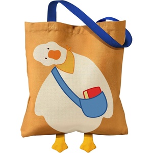 image:imageMiss Adola Funny Feet Cute Canvas Tote Bag for Women  Magnetic Closure amp Inner Pocket Cartoon Cotton Tote Bags for GirlsYellow Duck