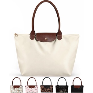 image:imageMiss Adola Nylon Tote Bag for Women  Lightweight Foldable Tote Bag with Large Capacity for Travel Work TeacherBeige