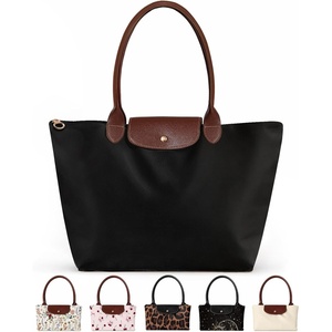 image:imageMiss Adola Nylon Tote Bag for Women  Lightweight Foldable Tote Bag with Large Capacity for Travel Work TeacherBlack