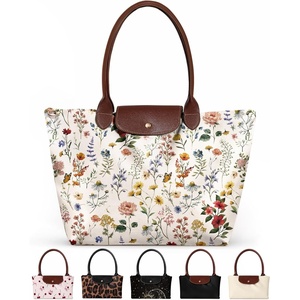 image:imageMiss Adola Nylon Tote Bag for Women  Lightweight Foldable Tote Bag with Large Capacity for Travel Work TeacherVintage Floral